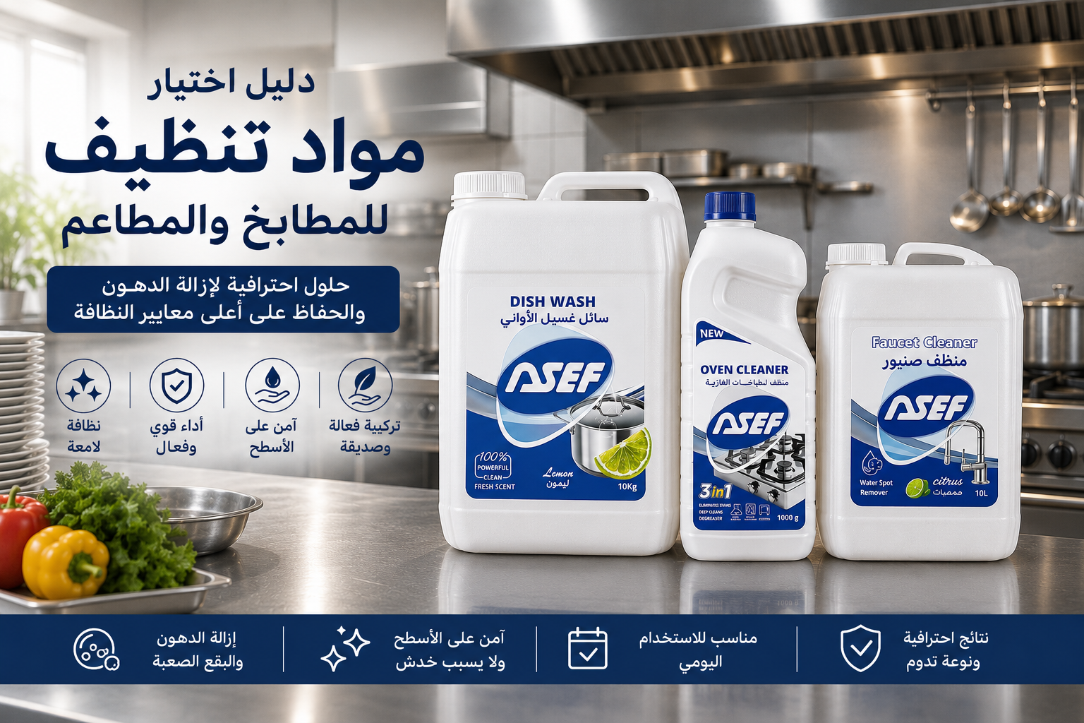 دليل اختيار مواد التنظيف للمطاعم والمطابخ الصناعية